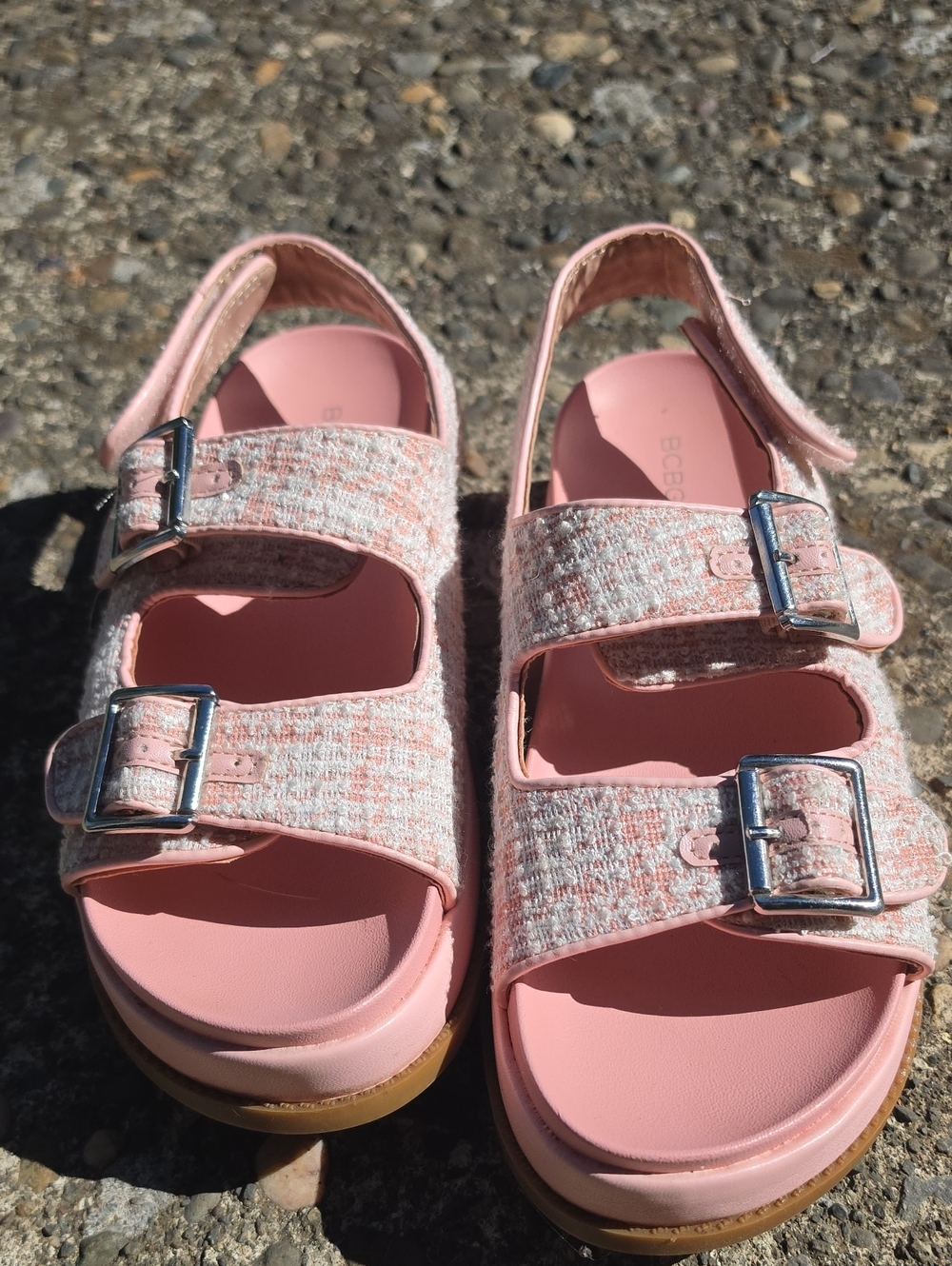 BCBGeneration Pink Double Buckle Sandals